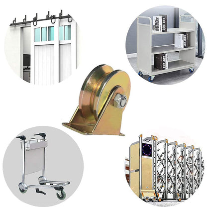 Lyplus 2" V Groove Wheel Heavy Duty Rigid Caster with Bracket for Inverted Track, Sliding Gate, Rolling Gate, Industrial Machines, Wire Rope Rail, Loading Capacity 660 lbs - 4 Pack