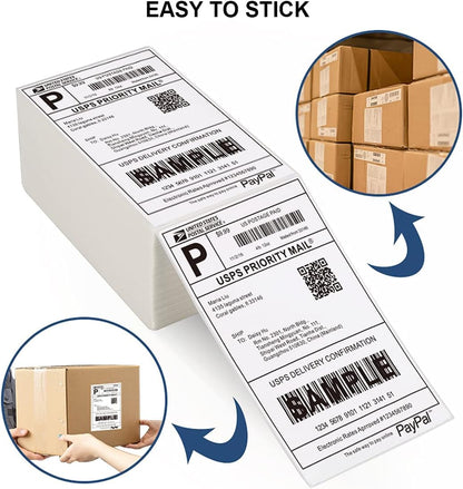 BESTIKER 4”x6” Direct Thermal Labels Pack of 1000, Commercial Grade Fan-fold Shipping Labels for Thermal Printers Compatible with Zebra & Rollo, Permanent Adhesive Label Paper 1 Pack Total