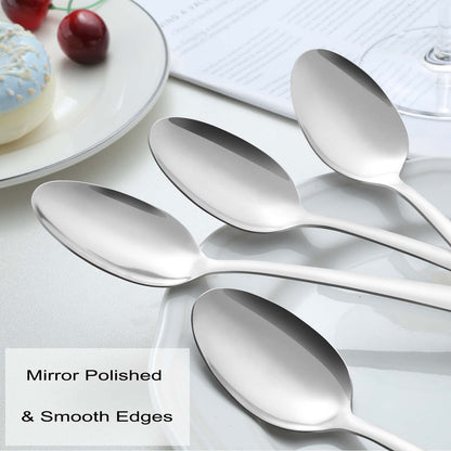 Pleafind 36-Pcs Dinner Spoon Set, 7.4 Inch Silverware, Stainless Steel, Silver, Mirror Polished Tablespoon for Home, Restaurant, Dishwasher Safe
