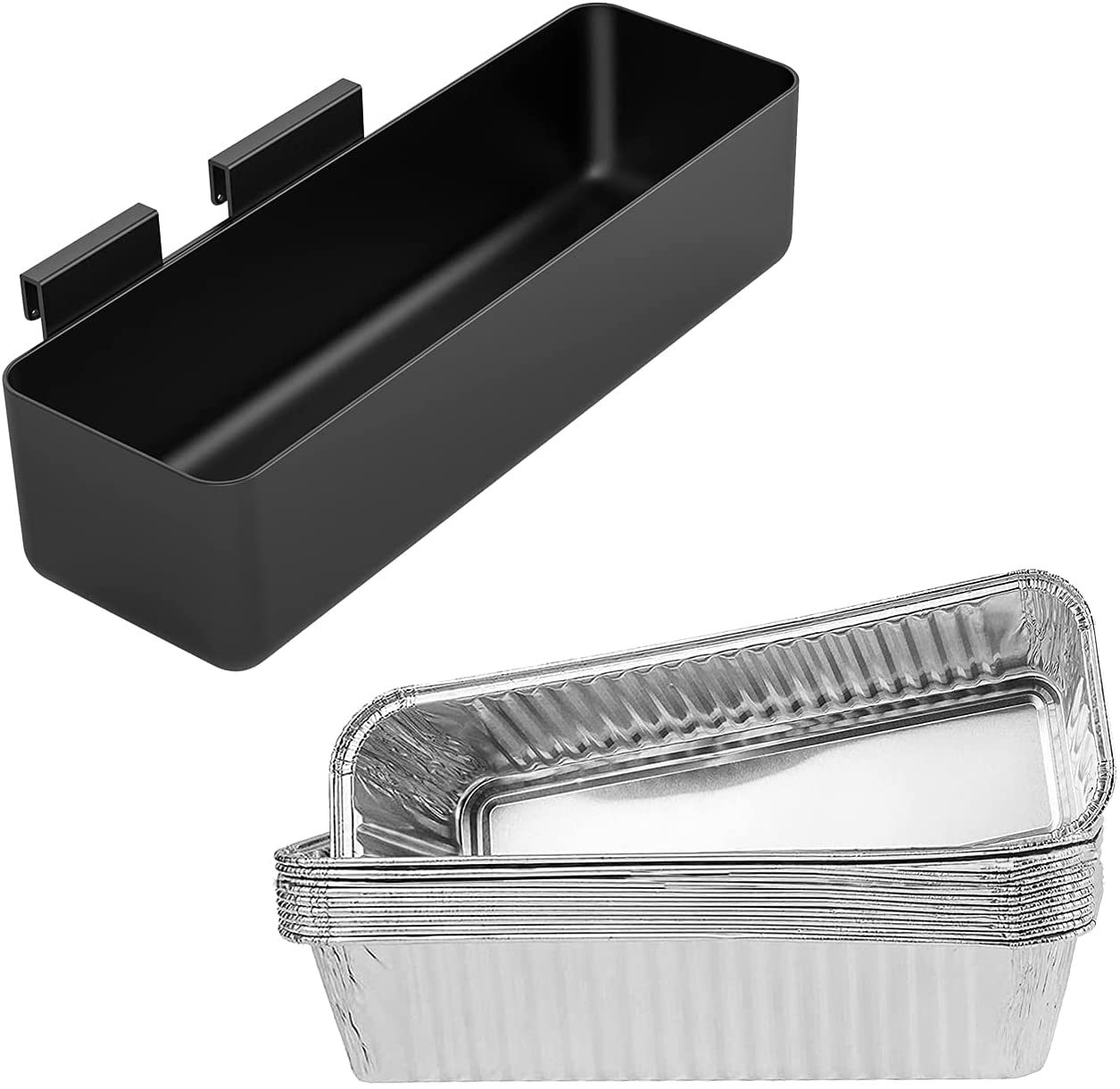 Powder-Coated Steel Grease Cup and 10 Pack Disposable Aluminum Drip Pans Compatible with CampChef Grill Griddles SG100, SG90, SG14, SG30, SG60