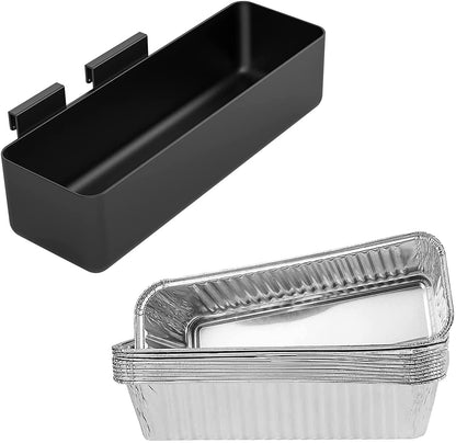 Powder-Coated Steel Grease Cup and 10 Pack Disposable Aluminum Drip Pans Compatible with CampChef Grill Griddles SG100, SG90, SG14, SG30, SG60