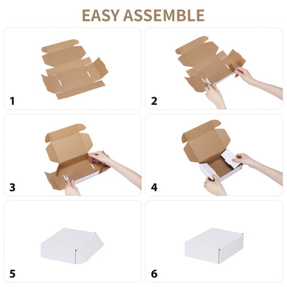 RLAVBL 50 Pack 6x4x1 Small Shipping Boxes, White Corrugated Cardboard Box for Packing, Mailing, Business