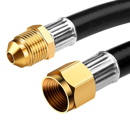 WADEO 12FT Propane Extension Hose, Low Pressure with 3/8 Inch Female Flare Fitting x 3/8 Inch Male Flare Fitting for Gas Grill, RV, Turkey Cooker, Fire Pit and More