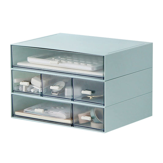Desk Organizer with 6 Drawers, Makeup Organizer, Plastic Makeup Storage, Cosmetic Storage Organizer, Desk Storage Box, Bathroom Organization Boxes, Desktop Storage Box(Blue)