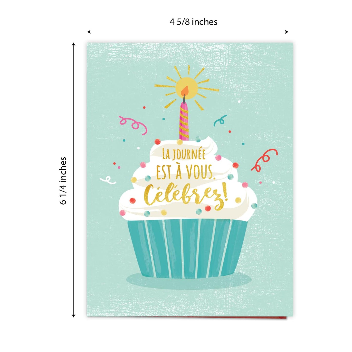 Colorful Happy Birthday Card Assortment / 24 Folded Anniversaire Greeting Cards With White Envelopes / 4 5/8" x 6 1/4" French Canadian Notecards / 4 Unique Designs/Made In Canada