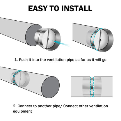 6 Inch Draft Blocker Backdraft Damper Duct Draft Stopper One-Way Airflow Ducting Insert Backflow Preventer Inline Fan Vent Deflector