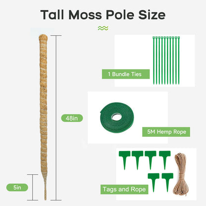 SYCARON Moss Pole, 2Pcs 48 Inches Moss Pole Plant Support Monstera, Coco Coir Plant Support Stakes for Medium/Large Climbing Plants, Indoor/Outdoor Plants Growth