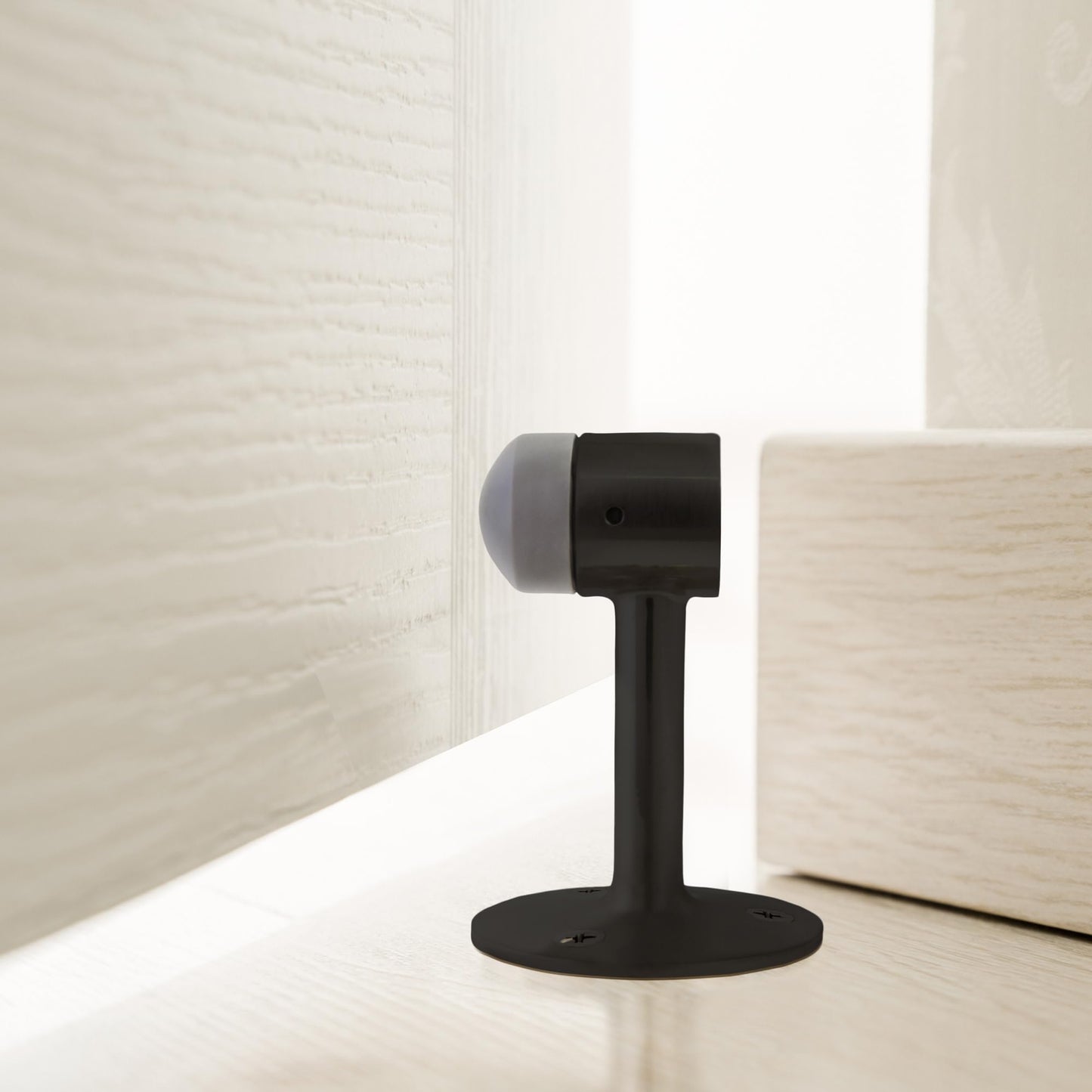 Gooseneck Door Stop Wall Protector with Rubber Tip, Design House Matte Black Aluminum Door Stopper, 2-Pack, 189290-MB