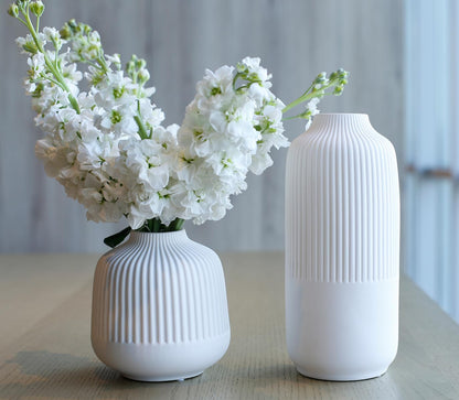XMZXKJ White Vases Home Decor Centerpieces Modern Boho Ceramic Set of 2 for Flowers Pampas Grass Table Mantle Kitchen(Matt White)