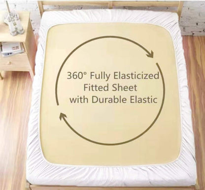 Queen Size Premium Cotton Fitted Sheet Only - 300 Thread Count Pure Natural Cotton Fabric - 15" Deep Pocket,Breathable,Ultra Soft & Silky (Queen,White)