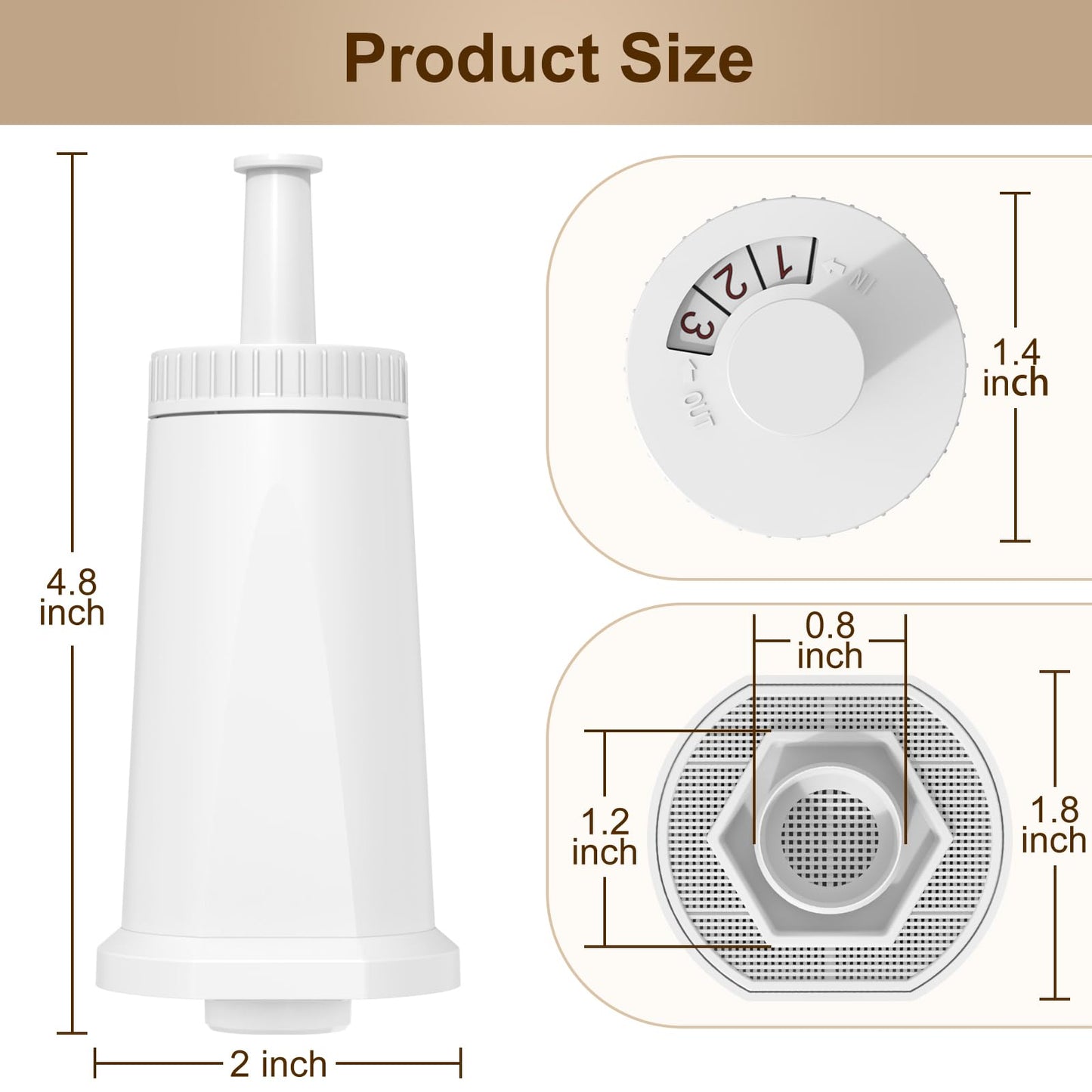 ARETHONE Water Filter for Breville Barista ClaroSwiss: Coffee Filter Replacement Compatible with Barista Touch Oracle Bambino Espresso Coffee Machine BES880, Reduces Impurities up to 5000 Cups, 4 Pack