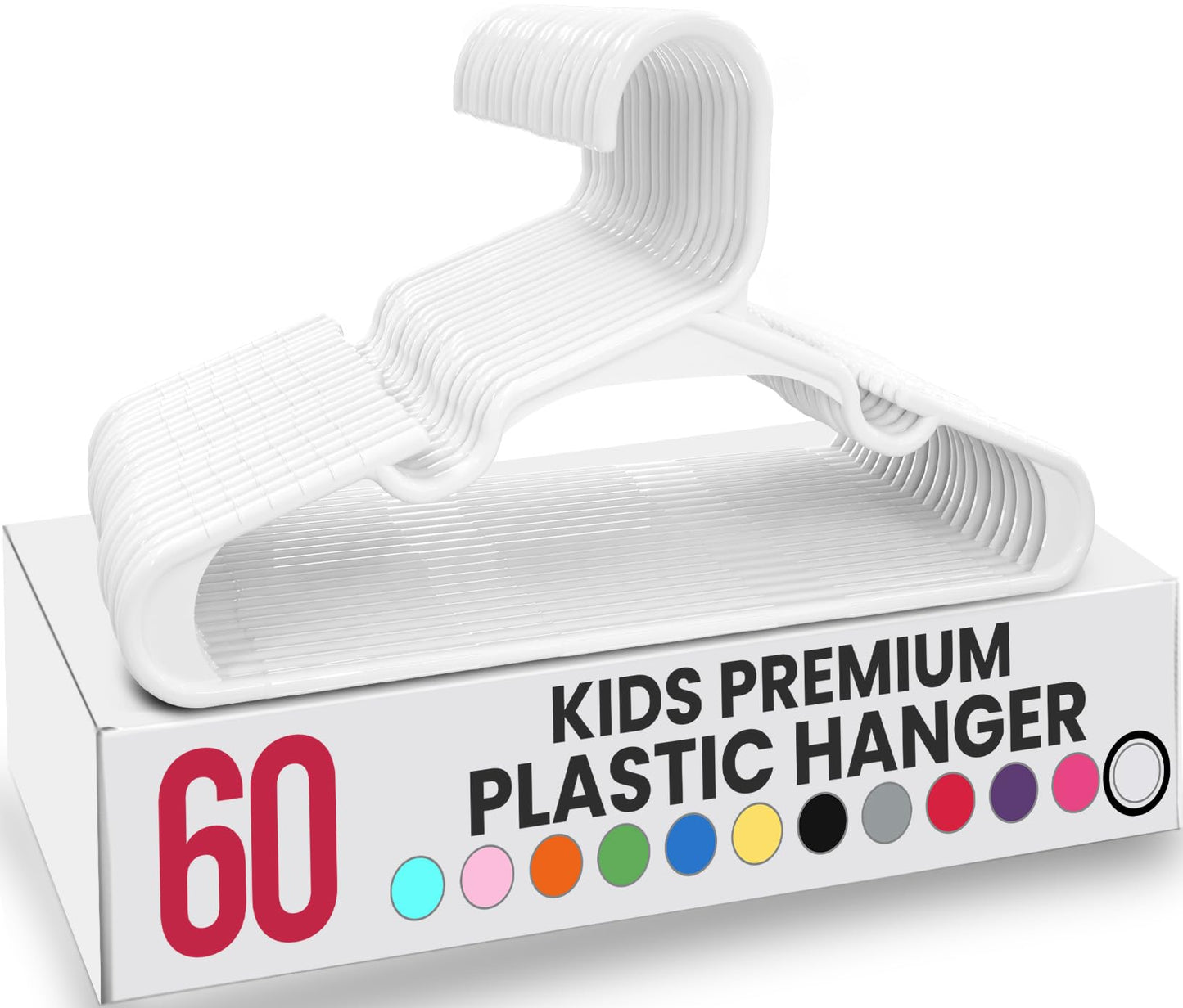 Utopia Home 60 Pack Kids Hangers - Plastic Baby Hangers for Closet - Children's Hangers for Clothes & Infant Hangers for Closet - Ideal for Everyday Standard Use (White)