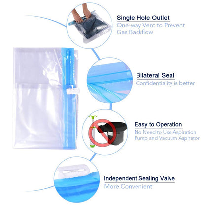 ALMING Compression Bags - Travel Accessories - 10 Pack Space Saver Bags - No Vacuum or Pump Needed - Vacuum Storage Bags for Travel Essentials - Home Packing-Organizers (Blue)
