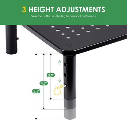 DOLALIKE 2 Pack Desktop Riser, 3 Height Adjustable Monitor stands for 2 Monitors, PC, Computer, Printer, iMac, Desktop Monitor Stand with Ventilated Platform for Airflow