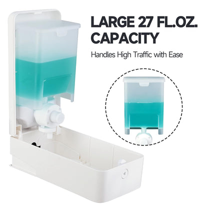 anydry 27oz (800 ml) Manual Wall Mounted Soap Dispenser, Ideal for Commercial Bathrooms Restaurants Hotels, Use with Liquid Hand Soap Shampoo, ABS White