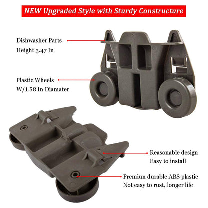 W10195417 UPGRADED Dishwasher Wheels Lower Rack for kenmore whirlpool KitchenAid Dishwasher Wheels Replaces Dish Rack Part Numbers AP4538395, PS2579553, WPW10195417, AH2579553, EA2579553 (4 Packs)