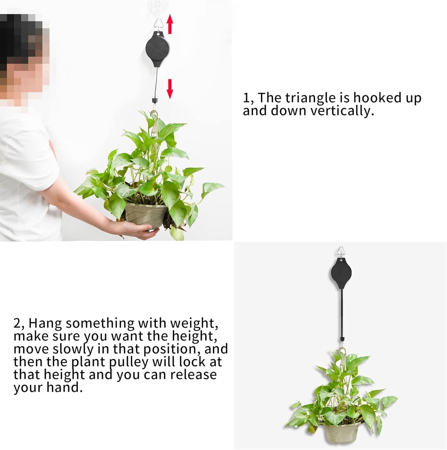 5 Pack Retractable Plant Hanger,Easy Reach Hanging Plant Hook Pulley Flower Basket for Garden Basket and Birds Feeder Hang High up and Pull Down to Water Or Feed
