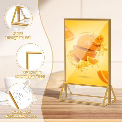 PPH-Sisy Acrylic Sign Holder 4 x 6 Gold Frame Display Stand ，Clear Table Flyer Holder，Plastic Paper Holder for Home, Office, Shop- Exhibition 4 x 6 inches (6pcs)