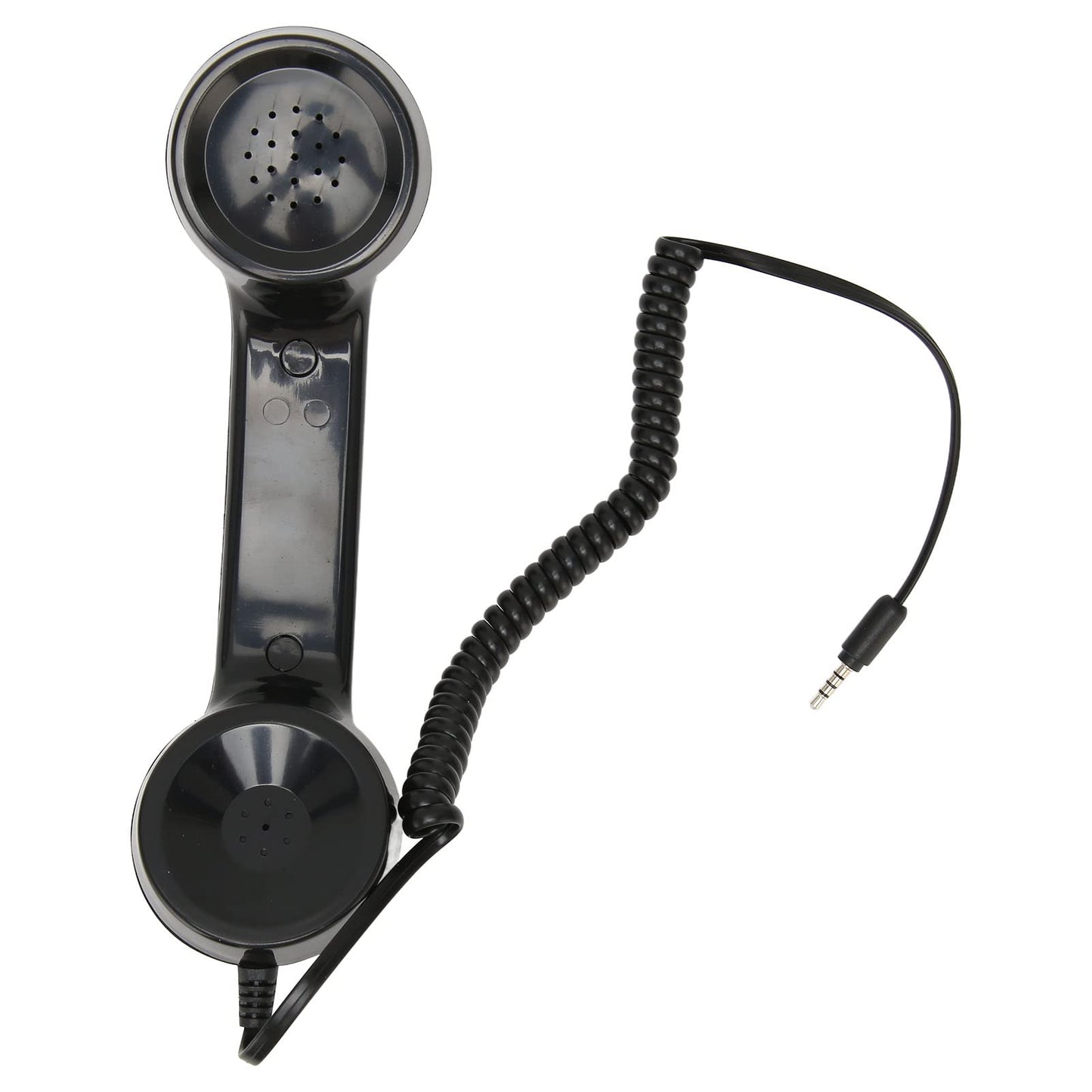 3.5mm Retro Telephone Handset, Cell Phone Handset, Cell Phone Receiver Microphone Speaker, for Smartphones and Computers with 3.5mm Headphone Jack (Black)