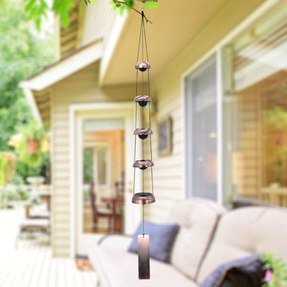 Bell Wind Chimes, Temple Wind Bell, Red Copper Wind Chimes with 5 Bells, Feng Shui Wind Chime for Home Yard Outdoor Decoration, A Great Memorial Wind Chime for Someone Who Loves Peace Red Copper