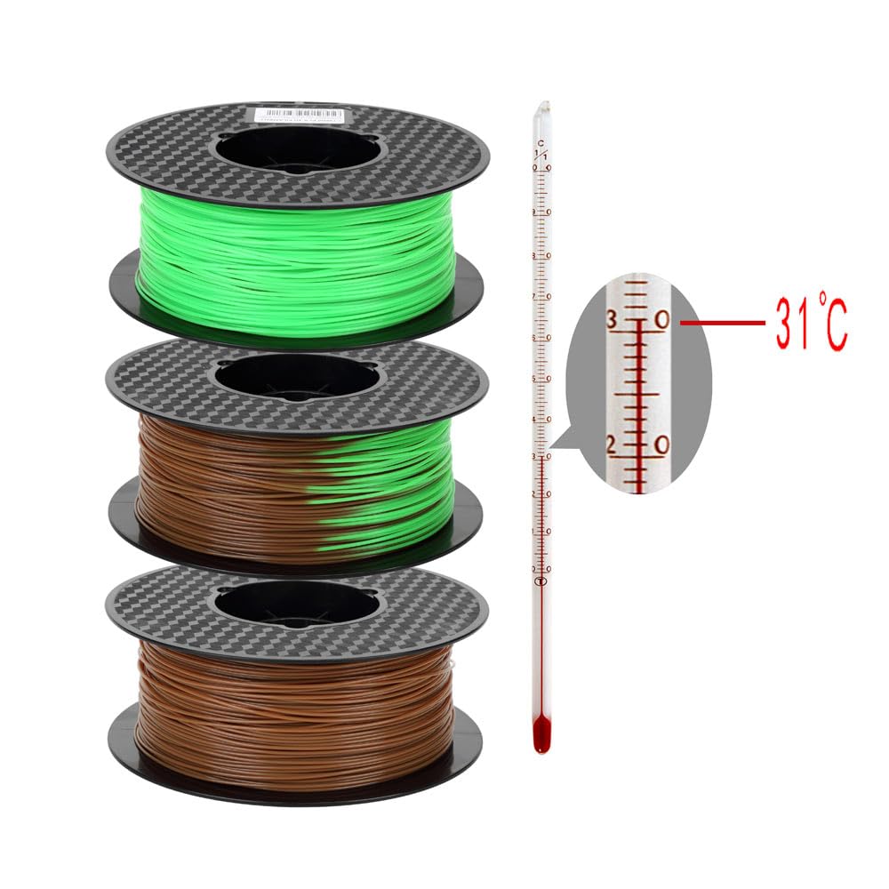 CC3D Temperature Colour Change PLA Filament Brown to Green PLA Filament 1.75mm 1KG 3D Printer Filament 2.2lbs FDM 3D Printing Material Colour Changing with Temperature Filament