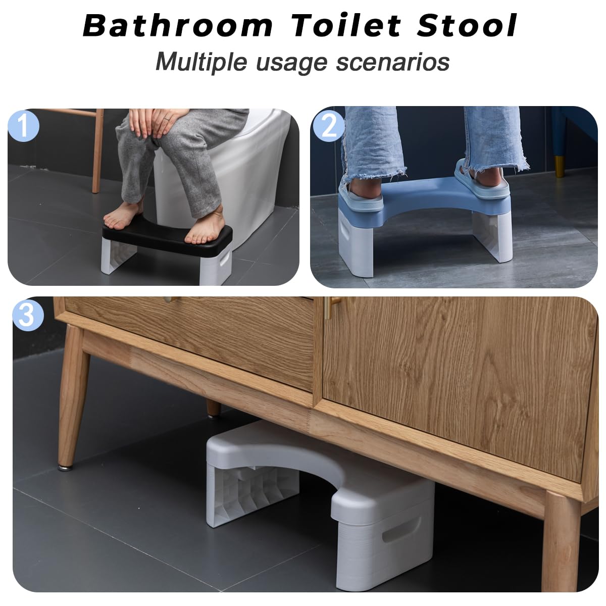 Bathroom Toilet Stool, Squatting Toilet Stool, Detachable Multi-Functional Seat Pan, Portable Step for Home Bathroom, Portable, Sturdy(White)