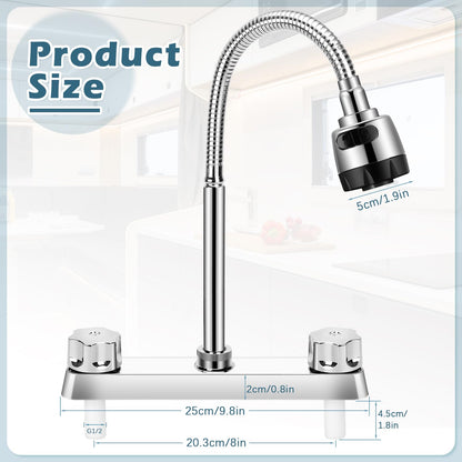 RV Kitchen Faucet, XFIRE-GEAR Camper Faucet Kitchen with Flexible Arc 360 Degree Rotatable Dual Function Sprayer, RV Sink Faucets for Motorhomes, Travel Trailers (8 Inches Apart)
