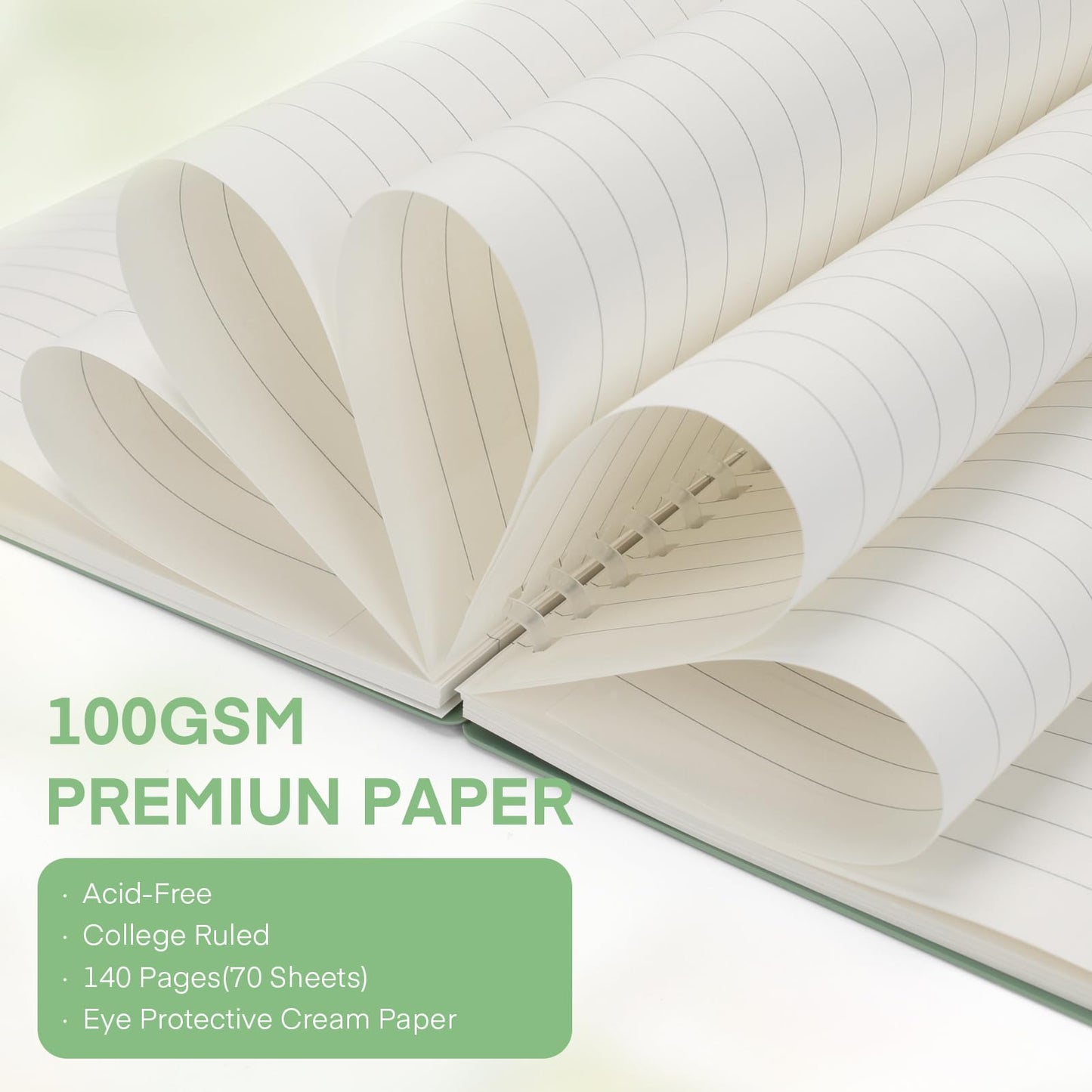 Colacoo 4 Pack B5 Spiral Notebook - PP Hardcover Spiral Bound Notebook with Soft Coil, 7 x 10" Coil Notebook College Ruled Lined Journal Notebook, 70 Sheets/140 Lined Pages, Assorted Green