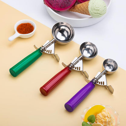Cookie Scoops, Ice Cream Scoop Set, with Trigger, Kitchen Utensils, 3 Different Sizes, Small-Medium-Large, Baking Supplies, Meatball Maker Tool, Stainless Steel with Plastic Handles