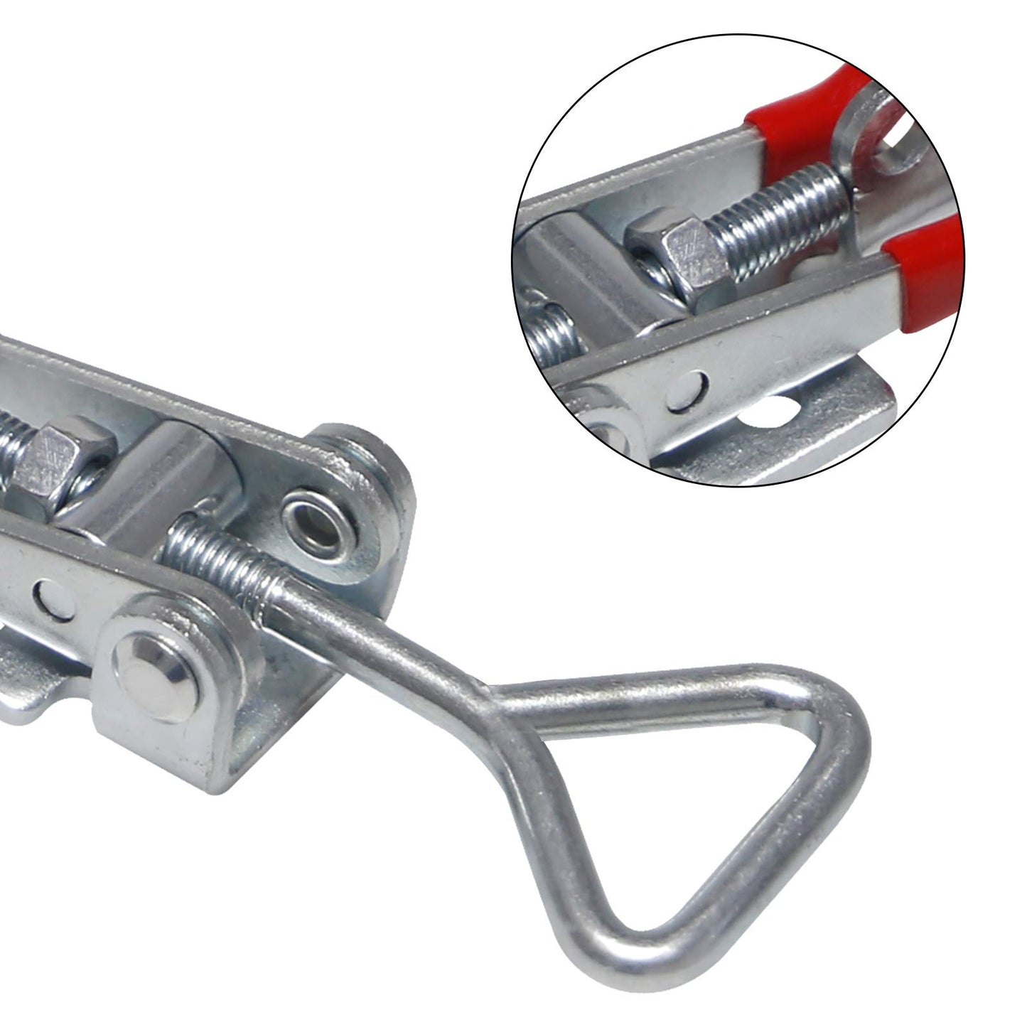 chfine 8 Pack Adjustable Toggle Latch Clamp, 220kg 480Lbs Holding Capacity Heavy Duty Toggle Lock Hasp Silver GH-4002 Hand Tool Quick Release Pull Clamps Latch Catch with Lock Hole for Cabinet, Door