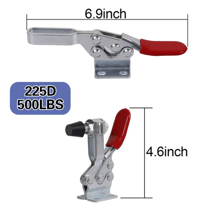 KEILEOHO 6 PCS 225D Toggle Clamps, Hold Down Clamp 500lbs Holding Capacity, Quick Release Horizontal Toggle Latch Clamp, Adjustable Heavy Duty Toggle Clamp Hand Tool for Woodworking Jigs, Welding