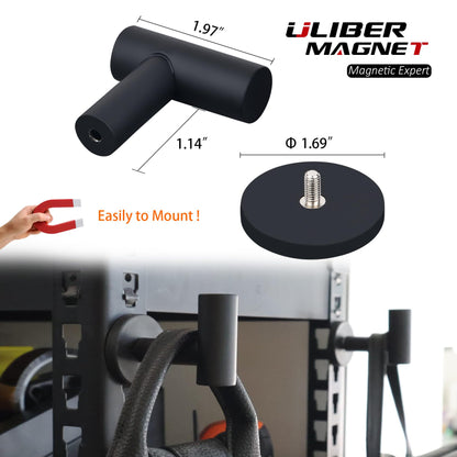 ULIBERMAGNET Magnetic Hooks Heavy Duty,Strong Magnetic Coat Hooks for Hanging,Anti-Slip Rubber Coated Magnet Hooks for Door Wrenth Towel Kitchen Locker Classroom Cruise Cabins(4 Packs,Matte Black)