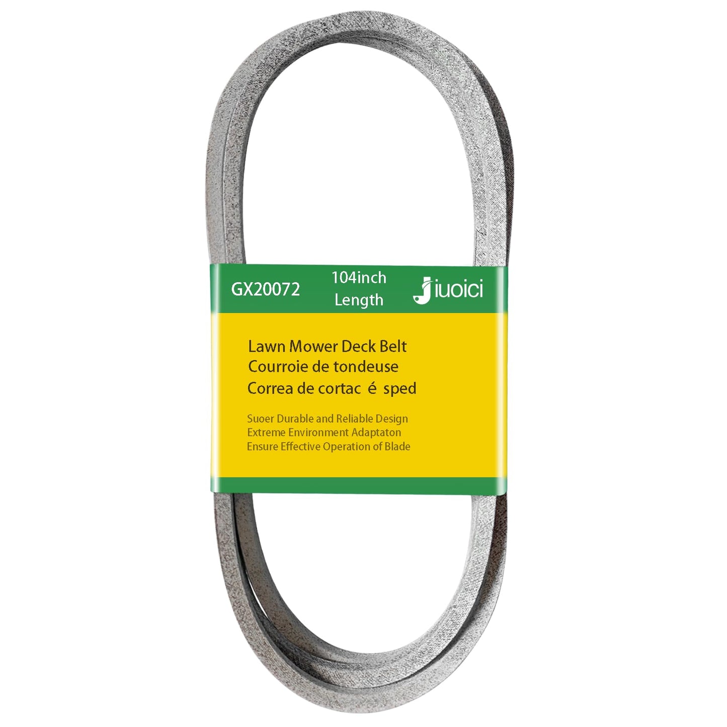 Upgraded Lawn Mower Belt GX20072 John Deere 42 Inch Deck Belt, D105 D110 D130 S100 L110 L100 L111 LA105 LA115 LA125 S110 S130 E100 E110, GY20570, Zero-Stretch, Extra Long Life /104 Inch, Grey