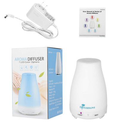 Diffuserlove Essential Oil Diffusers 200ML Remote Control Ultrasonic Mist Humidifiers BPA-Free Aromatherapy Diffuser with 7 Color Lights and Waterless Auto Shut-Off for Bedroom Office Kitchen
