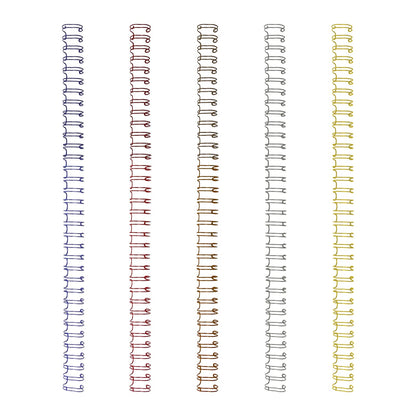 Aynaxcol 100 Pack Metal Twin Loop Binding Wire Coils, 32-Loop, 3/8" Mixing Color Double Loop Wire Binding Rings Wire, 3:1 Pitch, Multi Color Binding Spirals 10mm