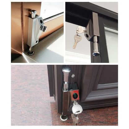 PINGPINGXIE Patio Door Lock，Sliding Patio Door Keyed with Bolt Lock ，1Set Sliding Door Lock for Window Glass Patio Doors Auxiliary Security Lock, 2 Keys Included (Silver)