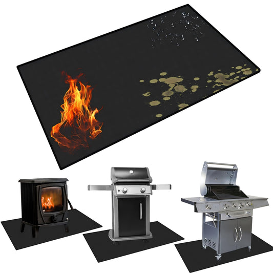 Tansheep Under Grill Mats for Outdoor Grill, Double-Sided Fireproof Mat, Fireplace Mat Deck Patio Protector, Grill Mat for BBQ, Heat-Resistant Waterproof Oil-Proof Grill Floor Mat (48 x 30 inch)