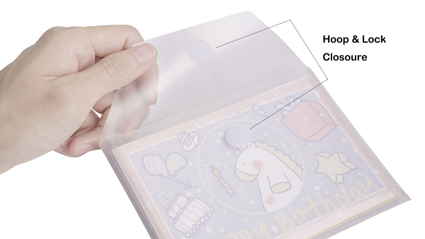 YESSART 4x6 Plastic Envelopes Hook Loop Closure Coupon Receipt Storage Holder 40 Pack