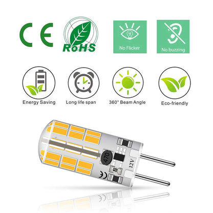 Lacnooe GY6.35 G6.35 Bi-pin Base LED Bulb 4Watt AC DC 12V Silica Gel Crystal Warm White 2700k-3000K Landscape Lighting,JC Type, Equivalent 25W- 30W Q35/CL/T4 Halogen Bulbs (5-Pack)