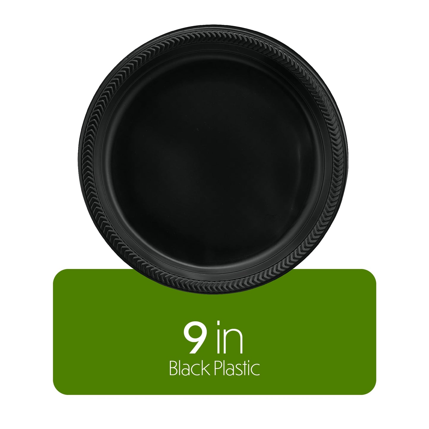 PLASTICPRO 100 PCS Black Plastic Plates Light Weight 9 Inch Plastic Dinner Plates Black Plates Disposable for Party and Wedding