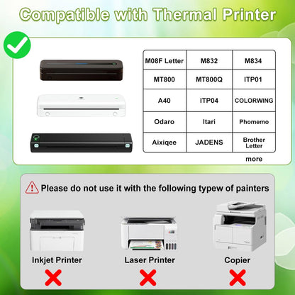 Thermal Printer Paper 8.5 x 11 Inch, US Letter Size Quick-Dry Thermal Printing Paper Rolls, Thermal Paper Compatible with M08F-Letter, M832, M834, MT800, MT800Q Portable Printer, 100 Sheets / 4 Rolls