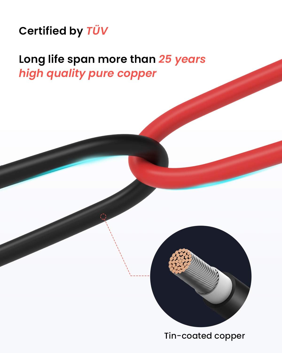 BougeRV Solar Extension Cable with MC4 Female and Male Connector Solar Panel Adaptor Kit Tool (1 Pair) (10FT 12AWG)