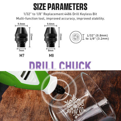 Drill Chuck Collet Set, Brass Collet Set,Collet Nut Kit,0.8-3.2mm Replacement 4486 Drill Keyless Chuck Collet Kit, Quick Change Rotary Drill Nut Tool Set