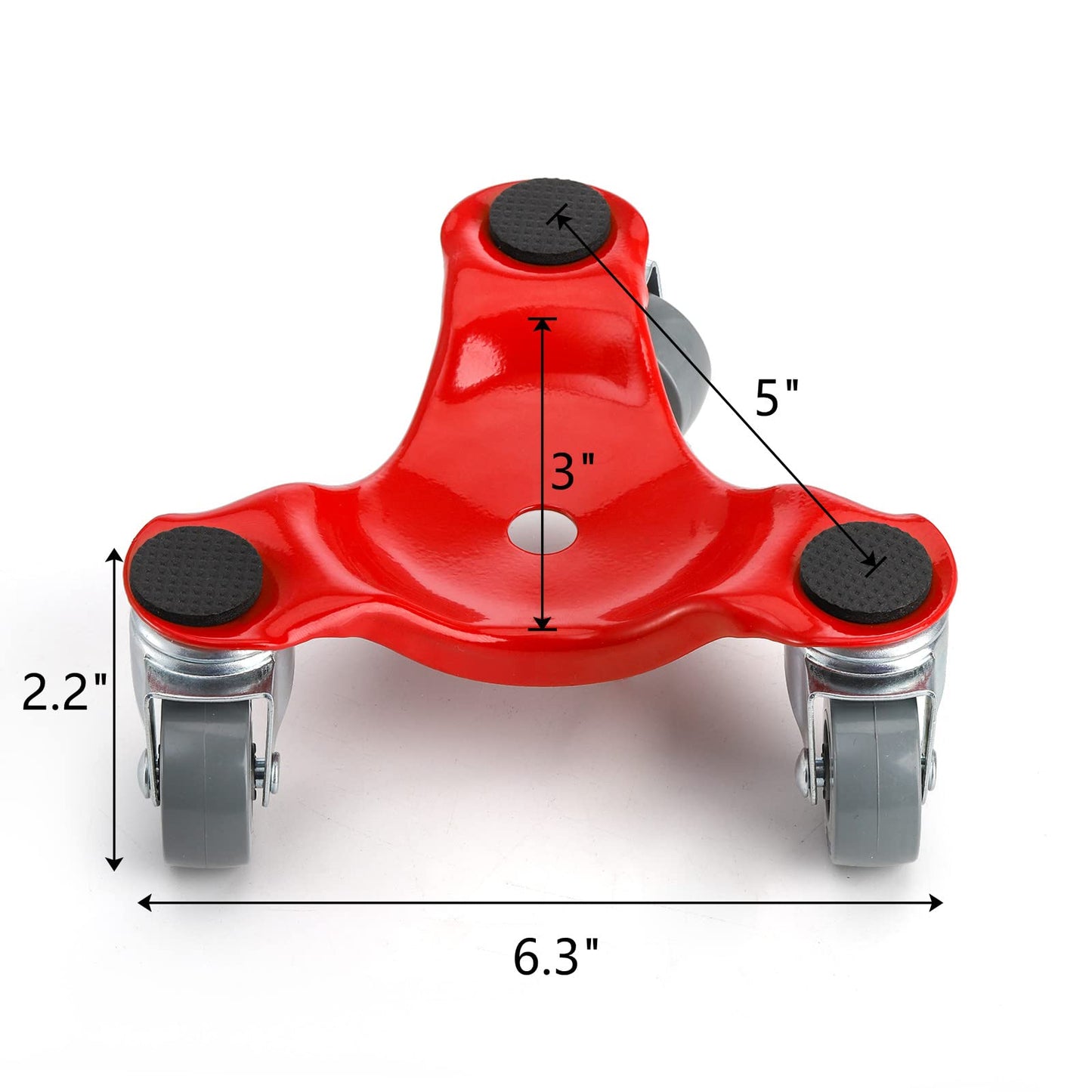ZEAYEA 4 Pack 6-Inch Steel Tri-Dolly, 200 lbs / 90 kg Load Capacity 3 Wheel Mover's Dolly for Moving Furniture, Appliances, Cabinet, Table, Piano