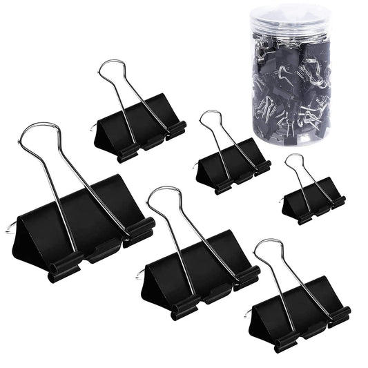 Binder Clips Paper Clamps Assorted Sizes 200 Count (Black), Jumbo, Large, Medium, Small, Mini and Micro,6 Sizes for Office, School and Home
