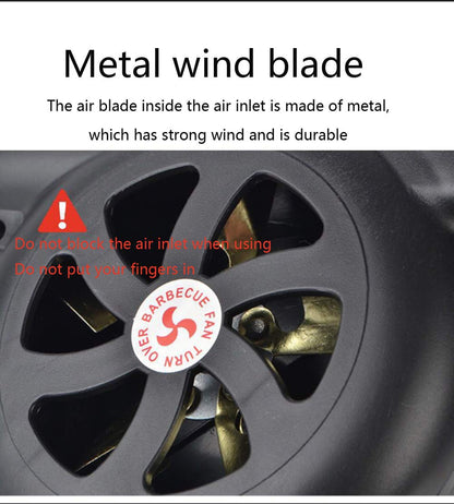 Sunglow Outdoor Cooking BBQ Fan Air Blower，Hand Crank Blowers， Barbecue Fire Bellows for Picnic Camping Stove Accessories