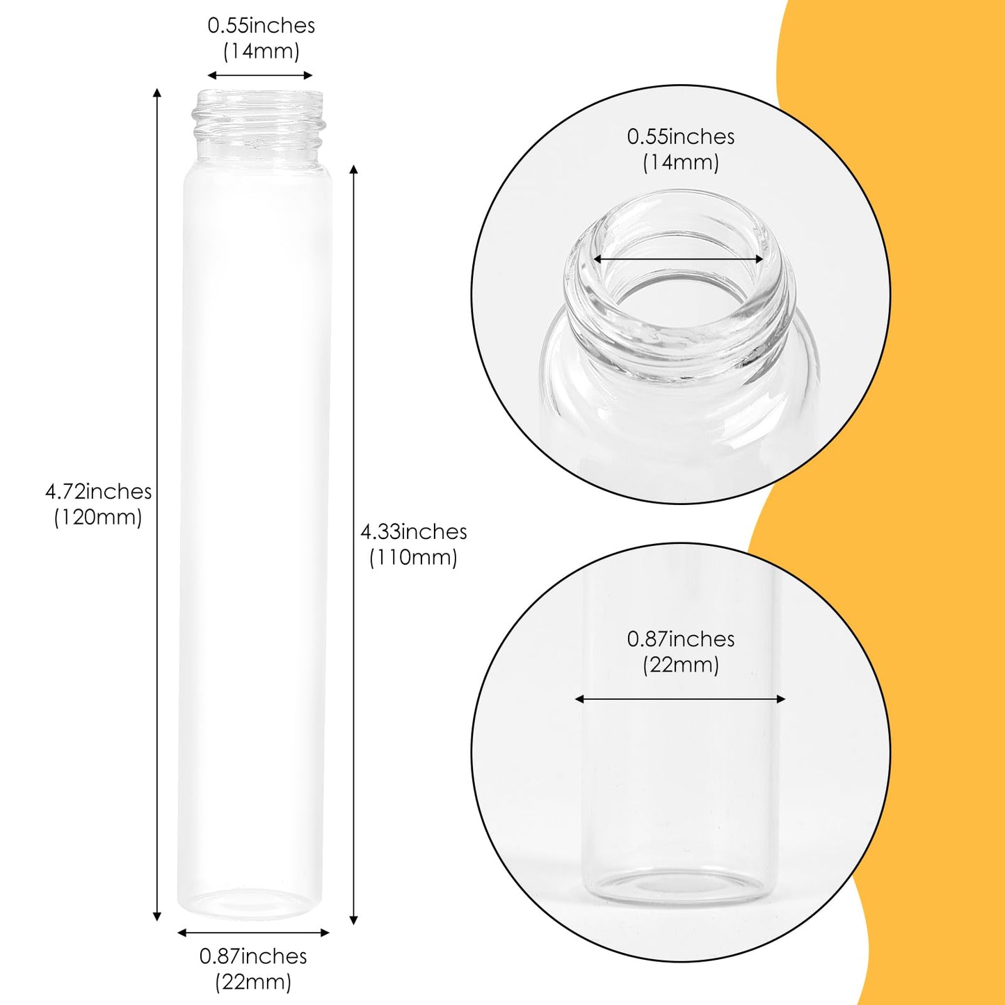 30ml Glass Clear Test Tubes with Screw Caps and Plastic Stoppers, Liquid Sample Vials, Leak-Proof Flat Test Tubes, 24PCS
