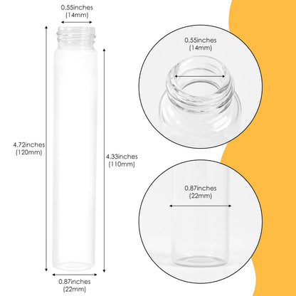 30ml Glass Clear Test Tubes with Screw Caps and Plastic Stoppers, Liquid Sample Vials, Leak-Proof Flat Test Tubes, 24PCS