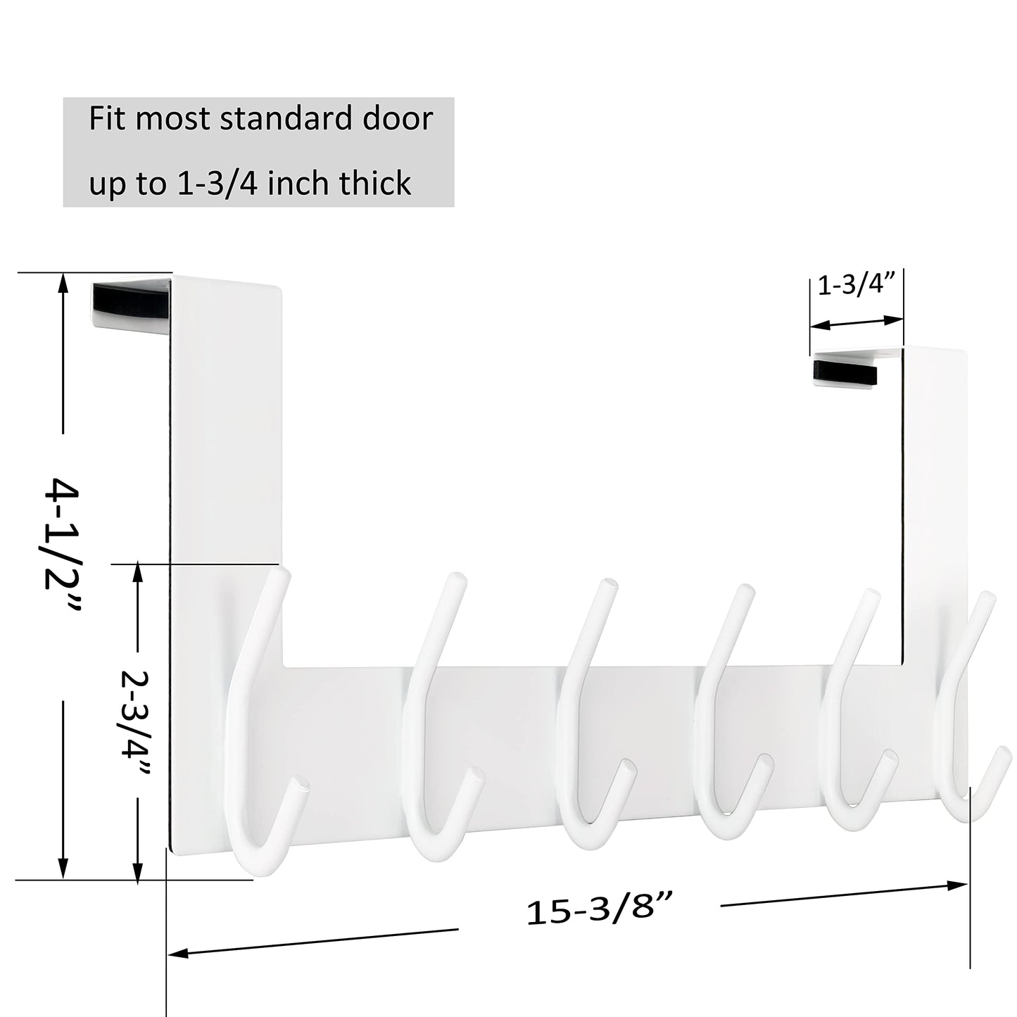 WEBI Over The Door Hook:Over The Door Towel Rack,Door Coat Hanger Towel Hanger Over Door Coat Rack 6 Hooks for Hanging Clothes,Hats,Bathroom,White