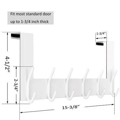 WEBI Over The Door Hook:Over The Door Towel Rack,Door Coat Hanger Towel Hanger Over Door Coat Rack 6 Hooks for Hanging Clothes,Hats,Bathroom,White